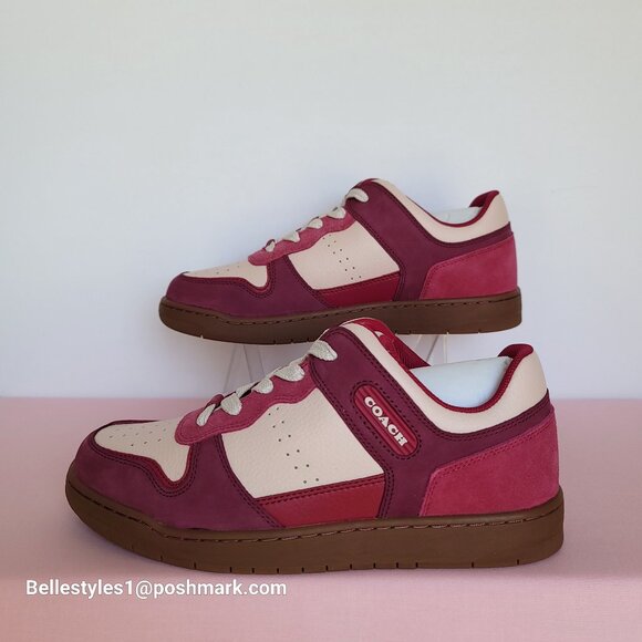 COACH Low Top Leather and Suede Sneakers C201- Pink color- Women’s US Size 9B - Picture 11 of 16